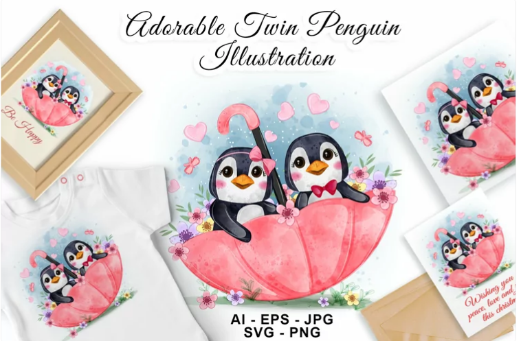 Twin Penguins digital file