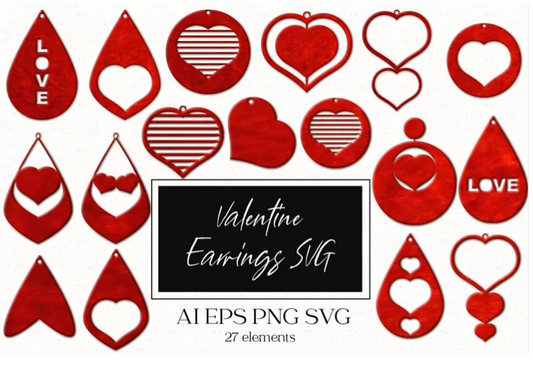 Valentine earings digital cut file