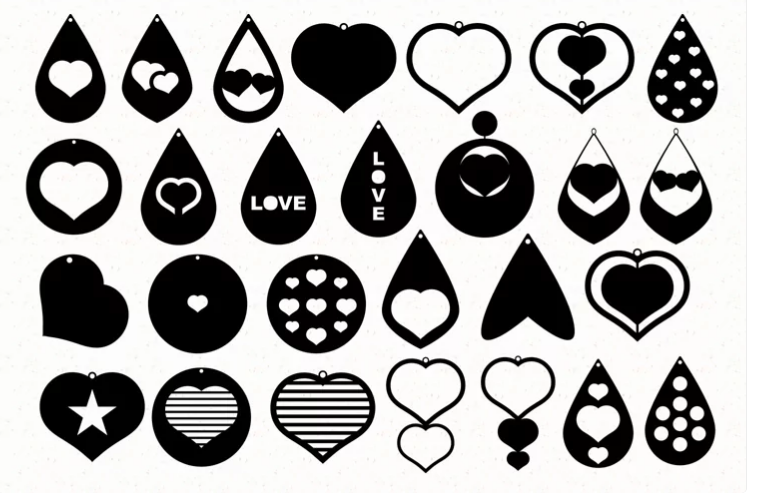 Valentine earings digital cut file