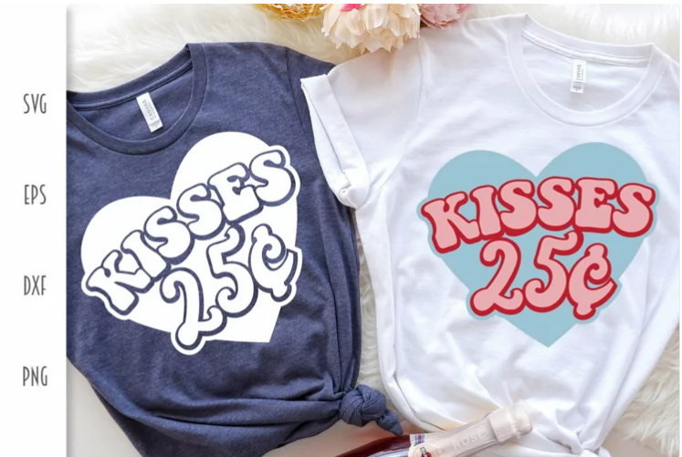 Retro kisses 25 cents digital file