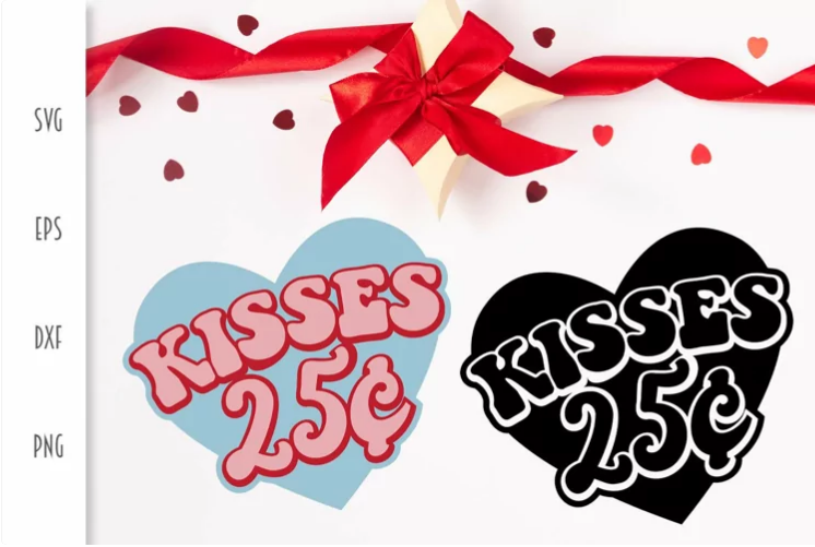 Retro kisses 25 cents digital file